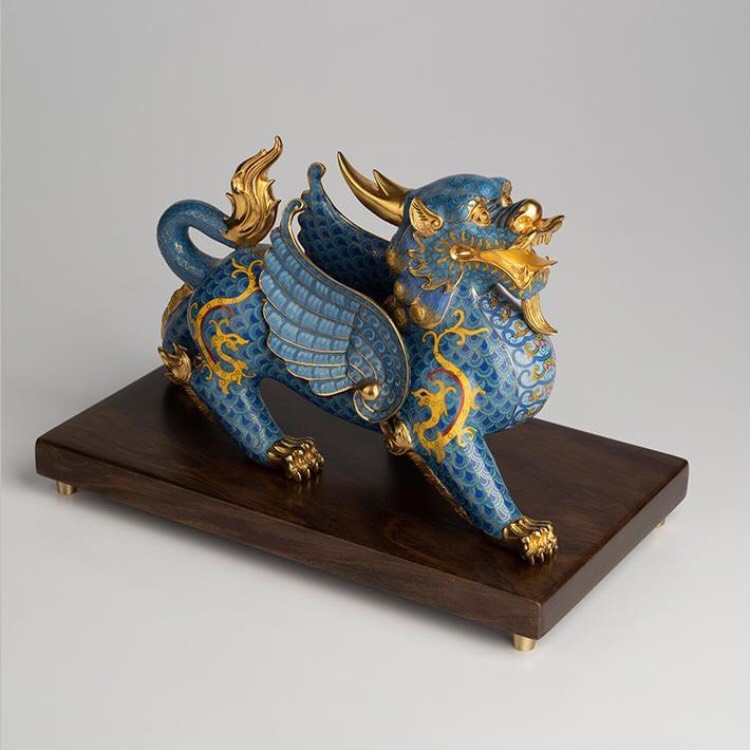 TƯỢNG CẢNH THÁI LAM TỲ HƯU ĐỒNG PHONG THỦY MẠ VÀNG 24K