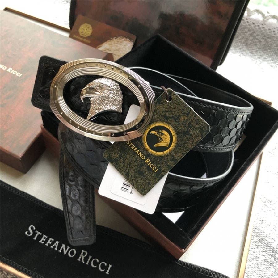 DÂY LƯNG STEFANO RICCI PYTHON LEATHER DA TRĂN Belt Khóa vàng