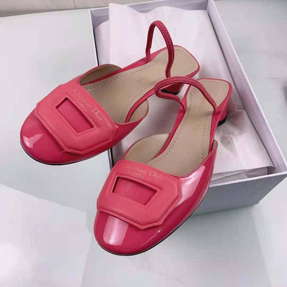 GIÀY Dior Women Day Slingback Pump Indy Pink Patent Calfskin