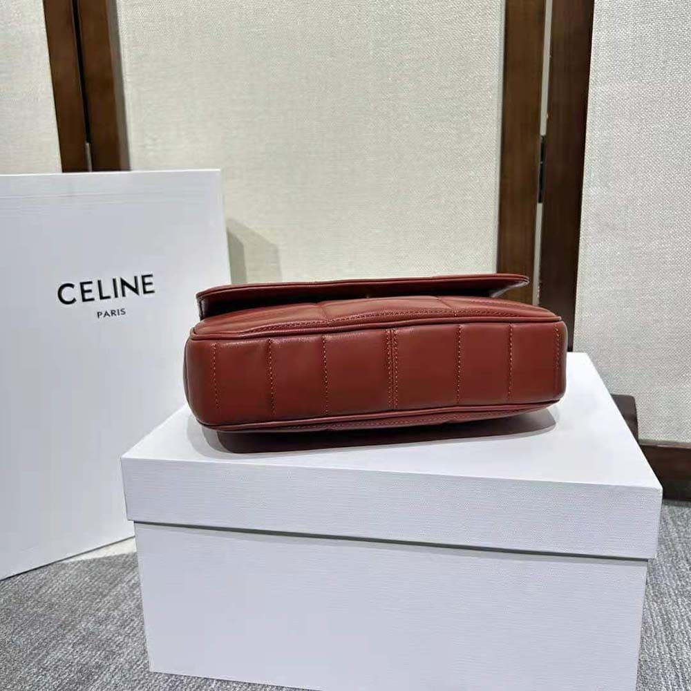 TÚI Celine Women Chain Shoulder Bag Matelasse in Quilted Goatskin-Brown DA DÊ