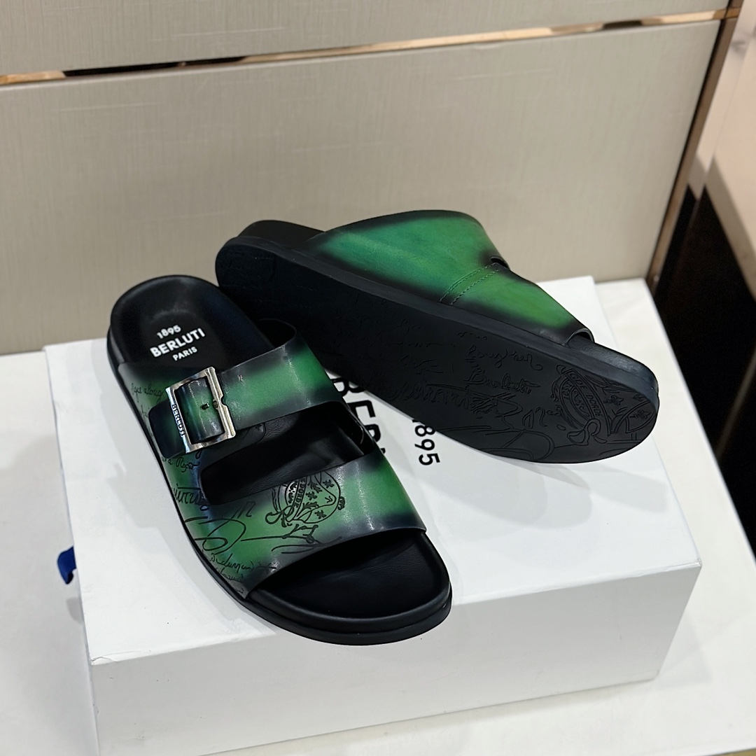 DÉP BERLUTI PATINA LEATHER SLIPPER