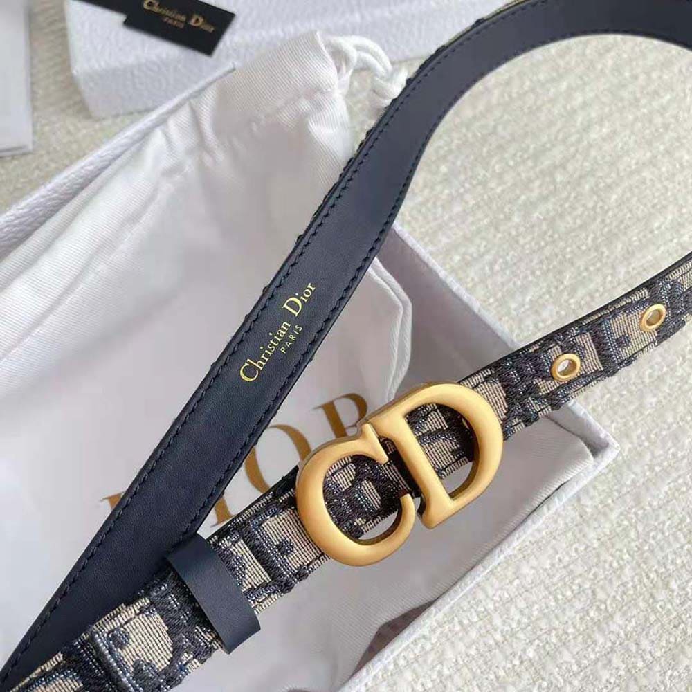 DÂY LƯNG Dior Women Saddle Belt Blue Dior Oblique Jacquard 20 MM
