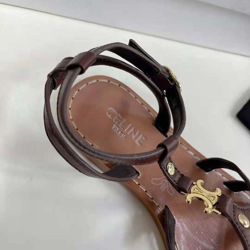 DÉP SANDALS Celine Women Taillat Triomphe Sandal in Vegetable-Tanned Calfskin