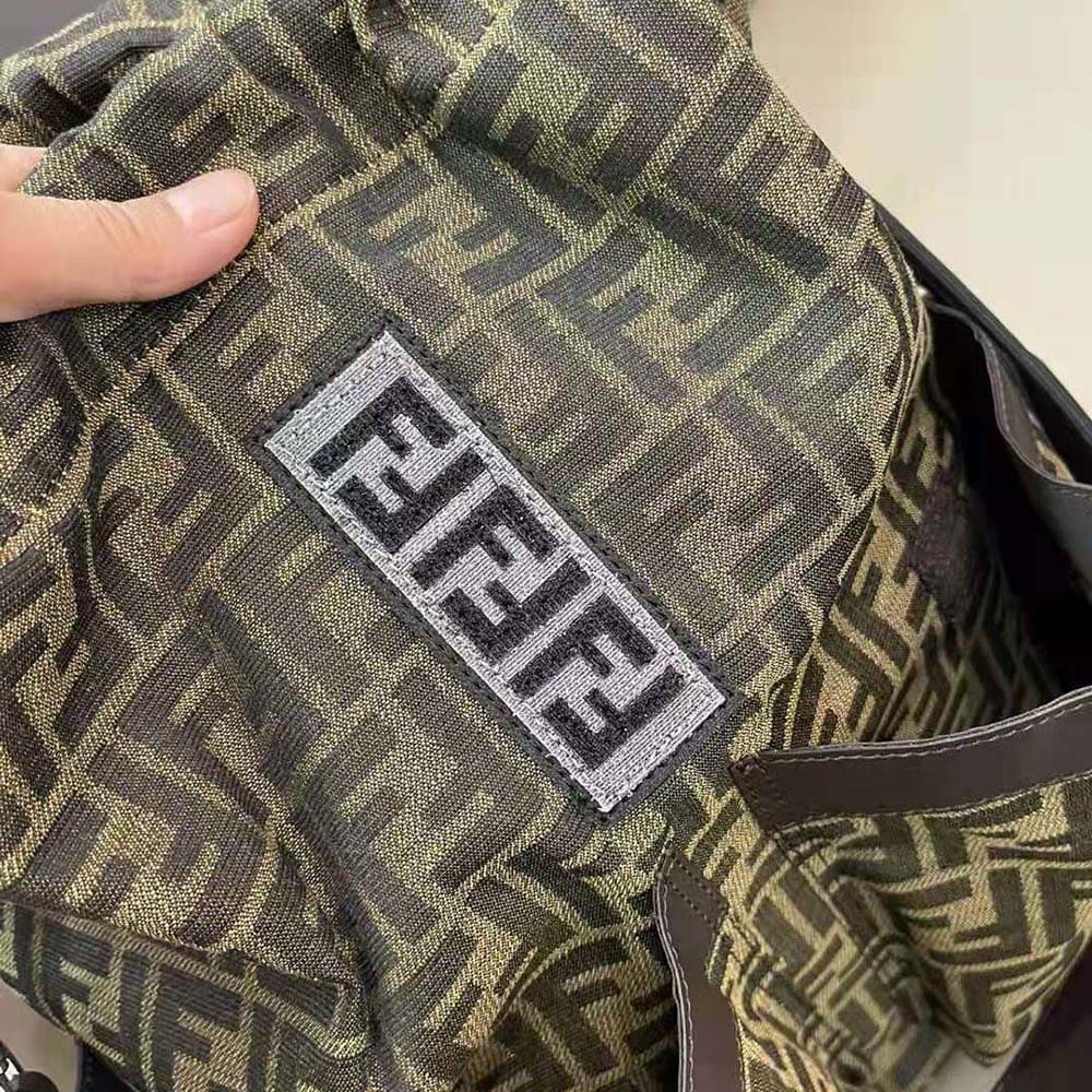 BALO Fendi Men Strike Large FF Jacquard Fabric Backpack-Brown