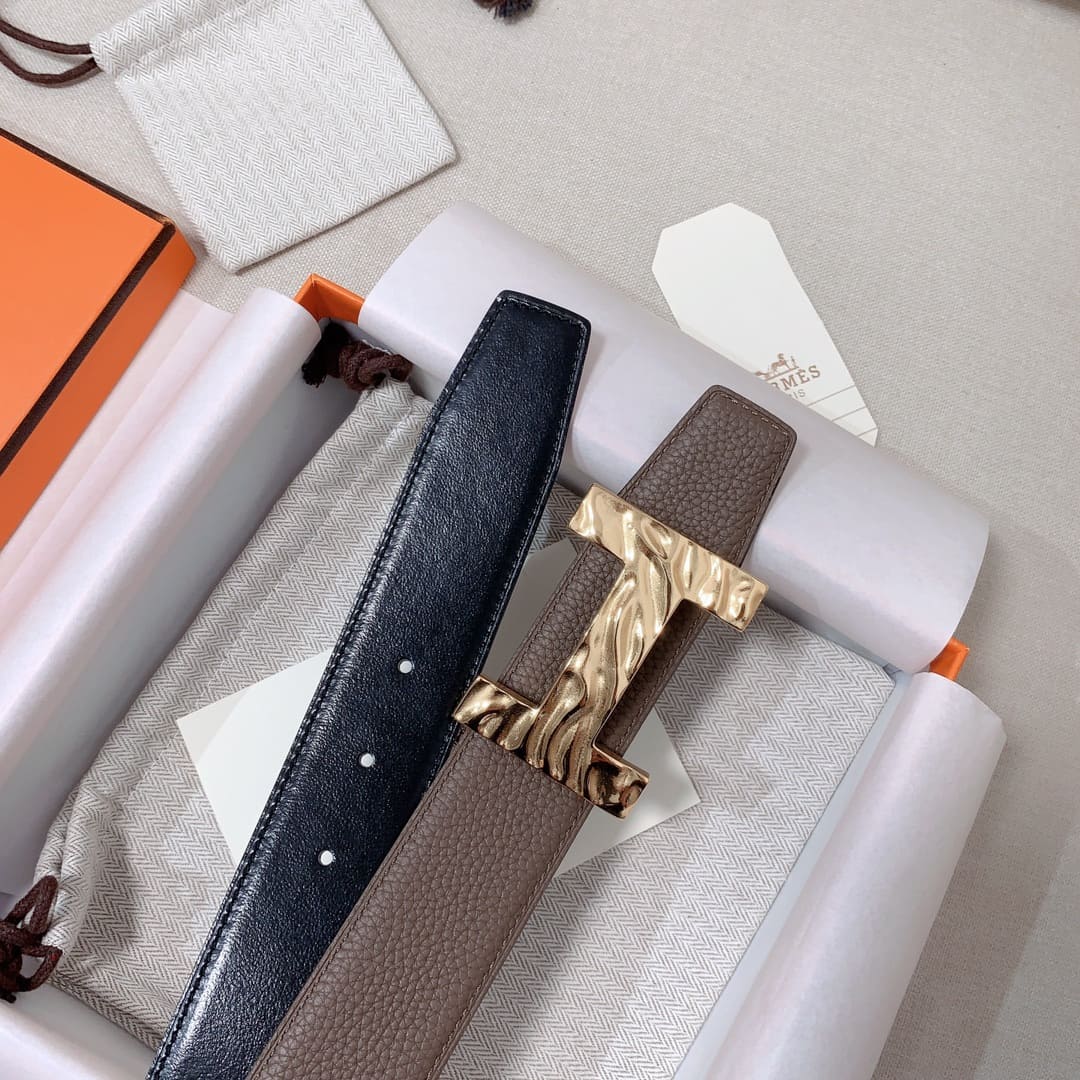 DÂY LƯNG HERMES H Togo leather hai mặt khóa vàng