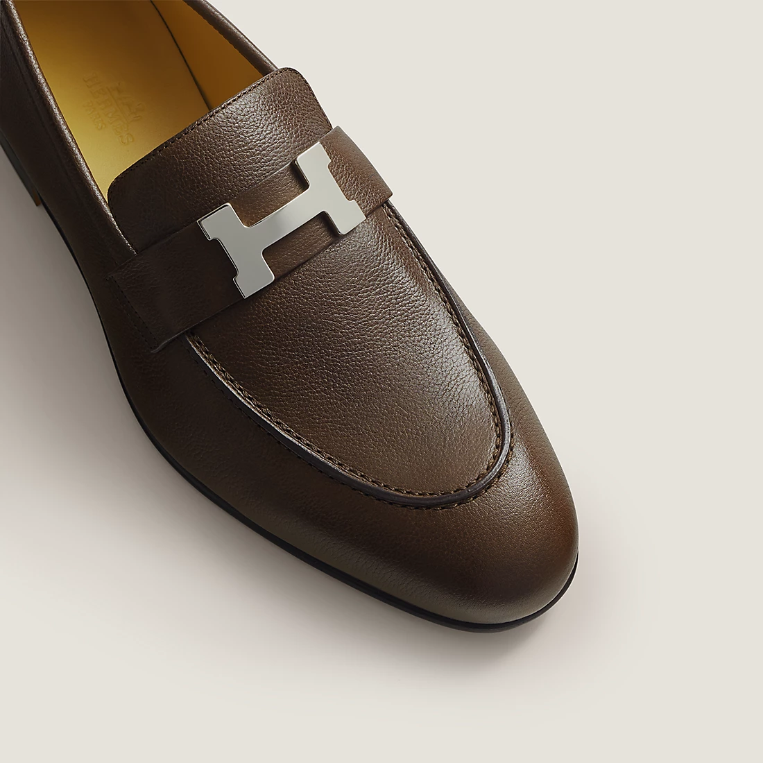 GIÀY HERMES PARIS LOAFER COWHIDE LEATHER BROWN SS2022