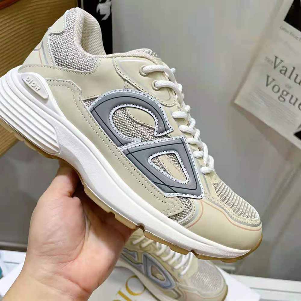 GIÀY DIOR Unisex CD Shoes B30 Low-Top Cream Mesh and Technical Fabric