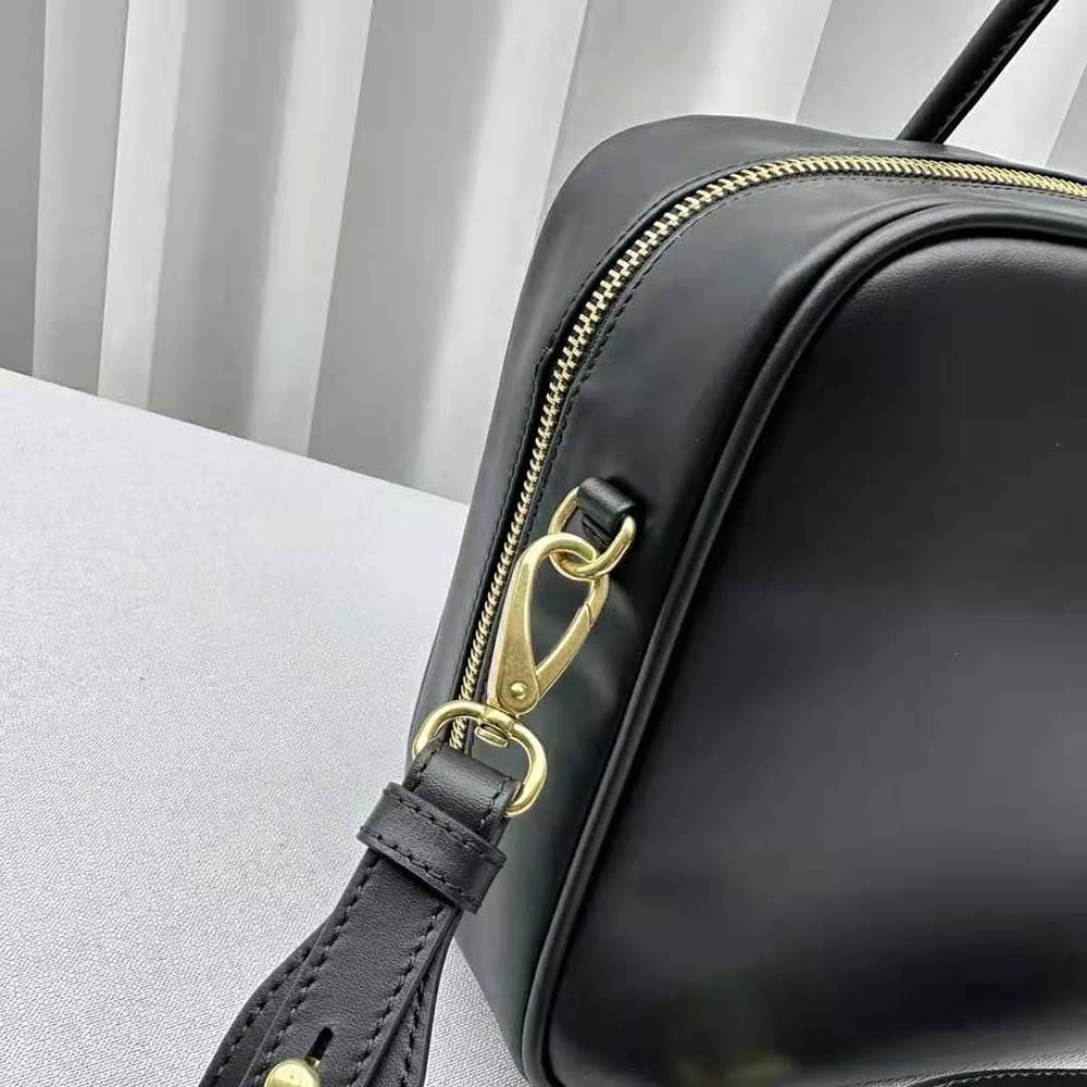 Túi Miu Miu Women Leather Top-handle Bag with Embossed Lettering Logo-Black