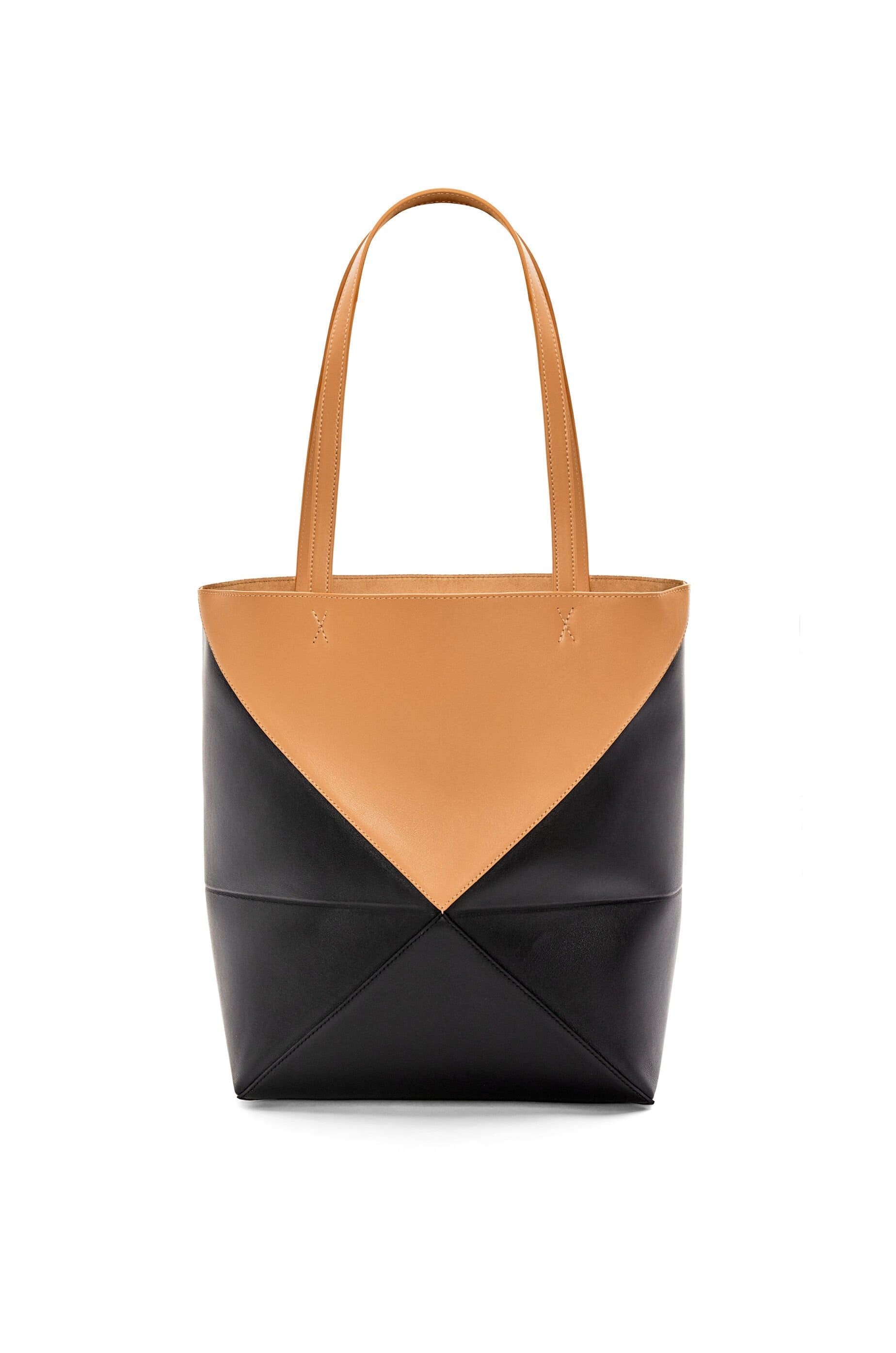 Túi LOEWE Puzzle Fold Tote in shiny calfskin sand black