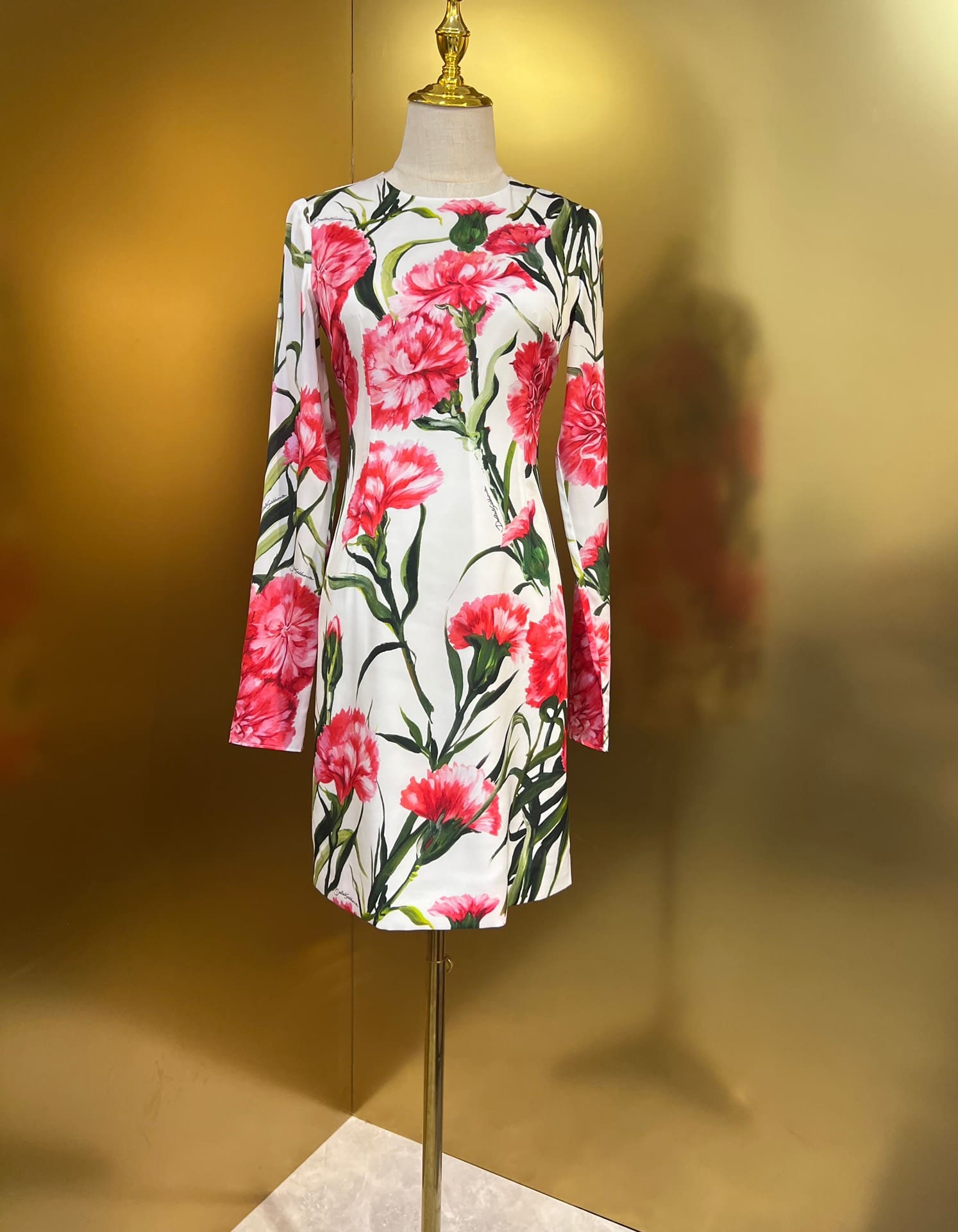 VÁY DOLCE & GABBANA Party Midi Dress High Classy Hoa Cẩm Chướng