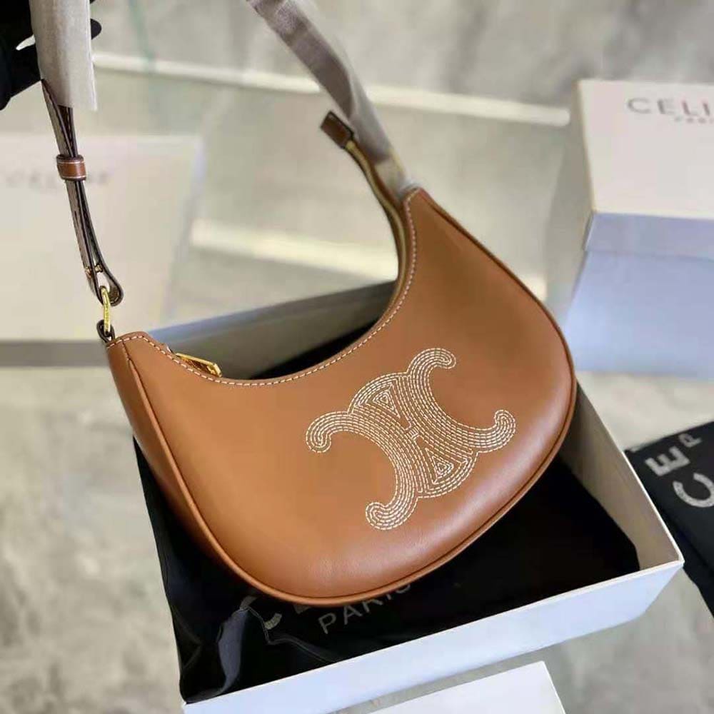 TÚI Celine Women Ava Bag in Smooth Calfskin with Triomphe Embroidery
