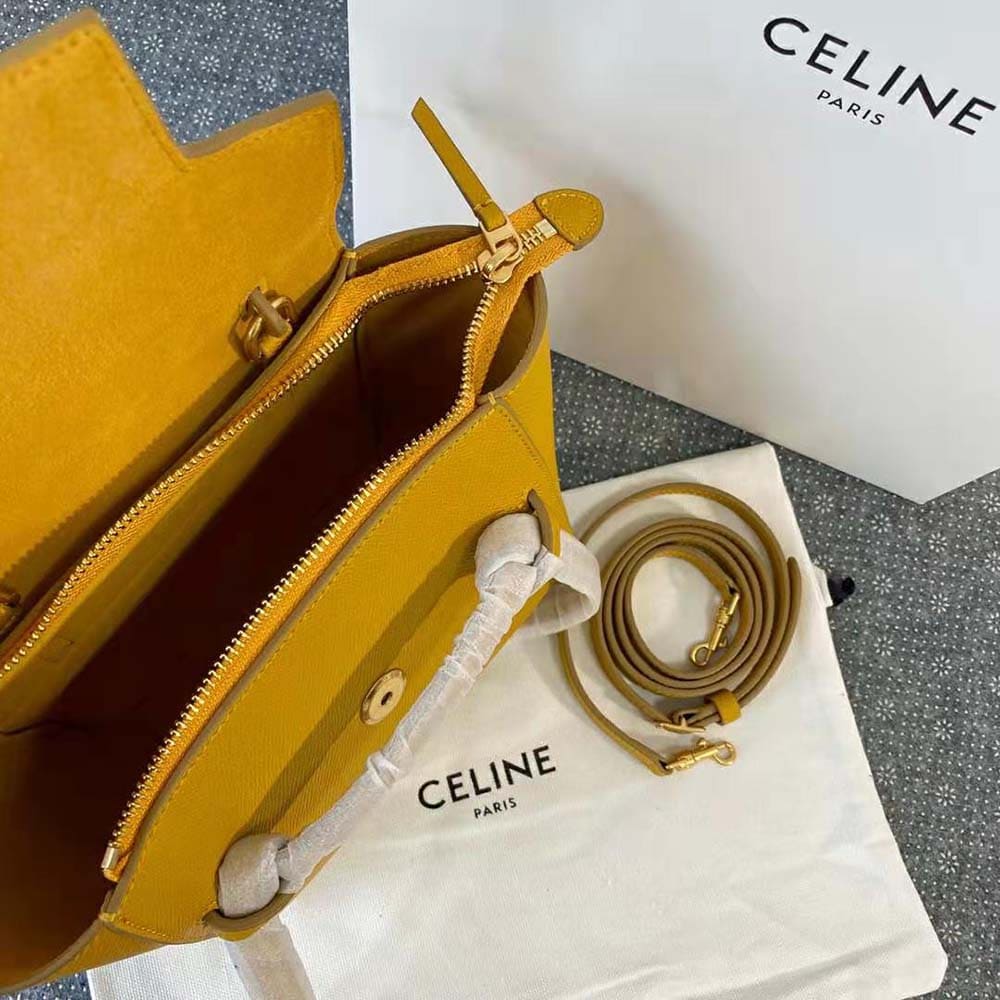 TÚI Celine Women Nano Belt Bag in Grained Calfskin-Yellow