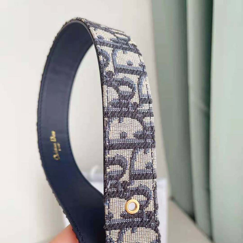 DÂY LƯNG Dior Women 30 Montaigne Belt Blue Dior Oblique Jacquard 35 MM