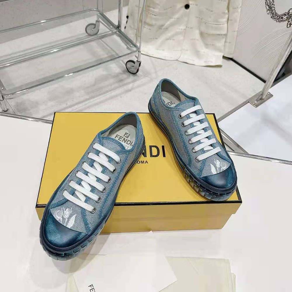 GIÀY Fendi Men Domino Black Canvas Low Tops