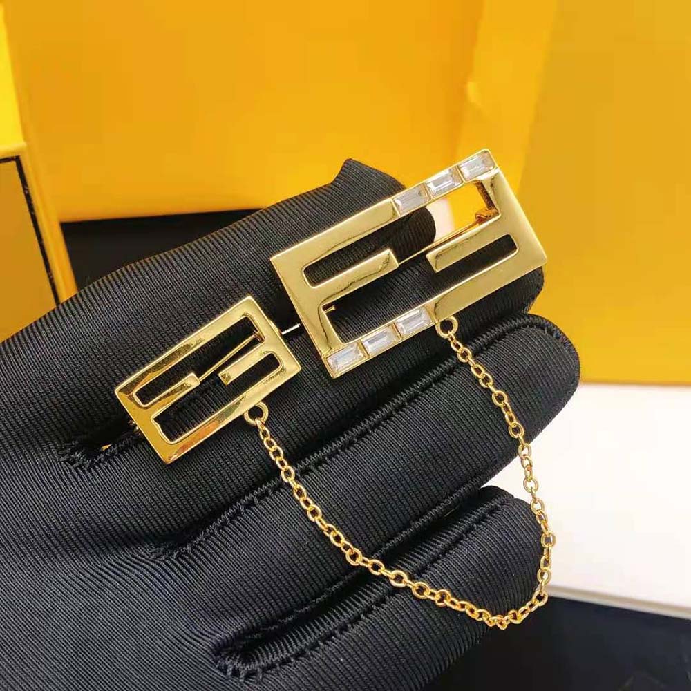 Cài áo Fendi Baguette Brooch Gold Coloured