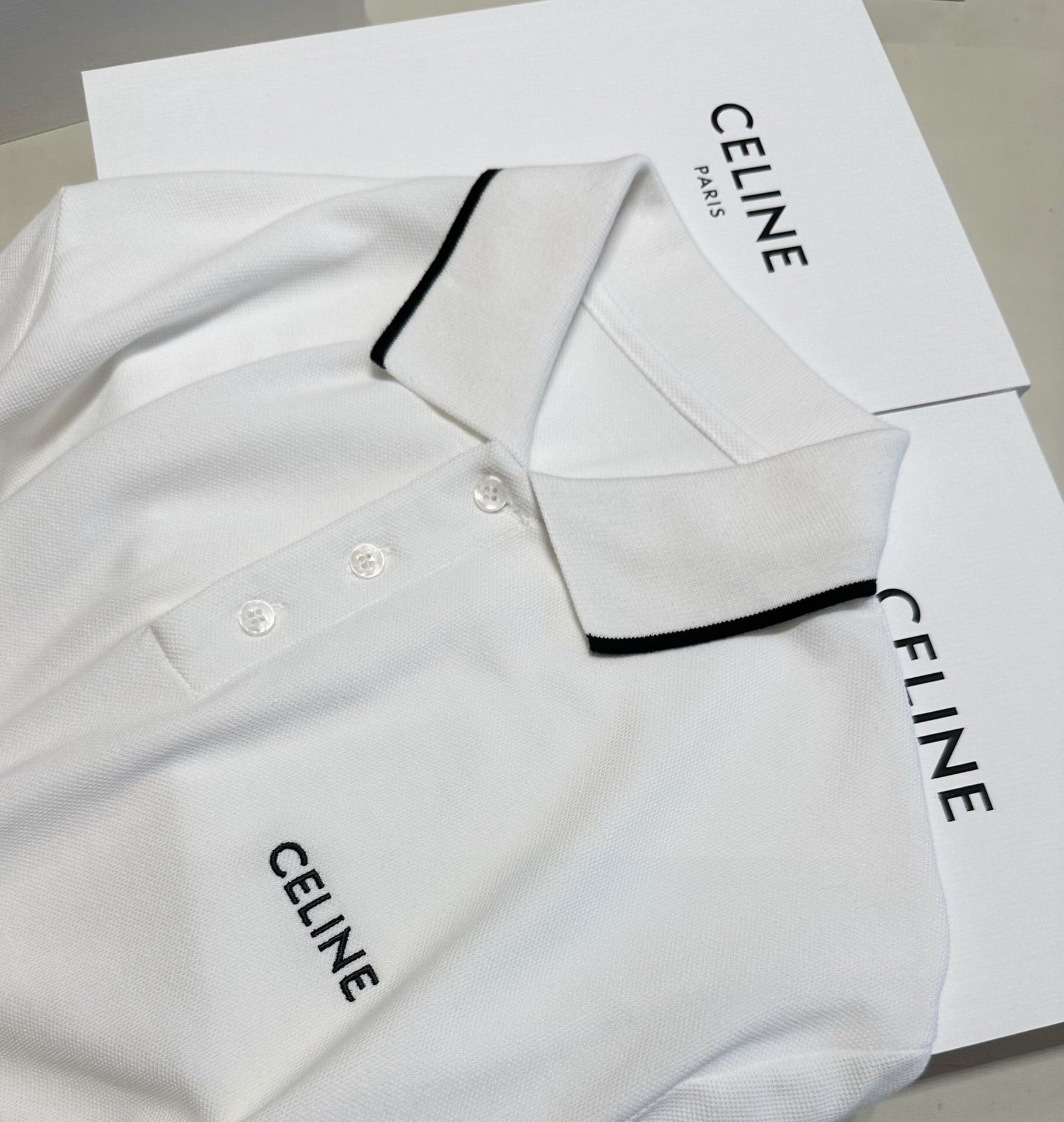 ÁO CELINE POLO SHIRT MÀU TRẮNG UNISEX
