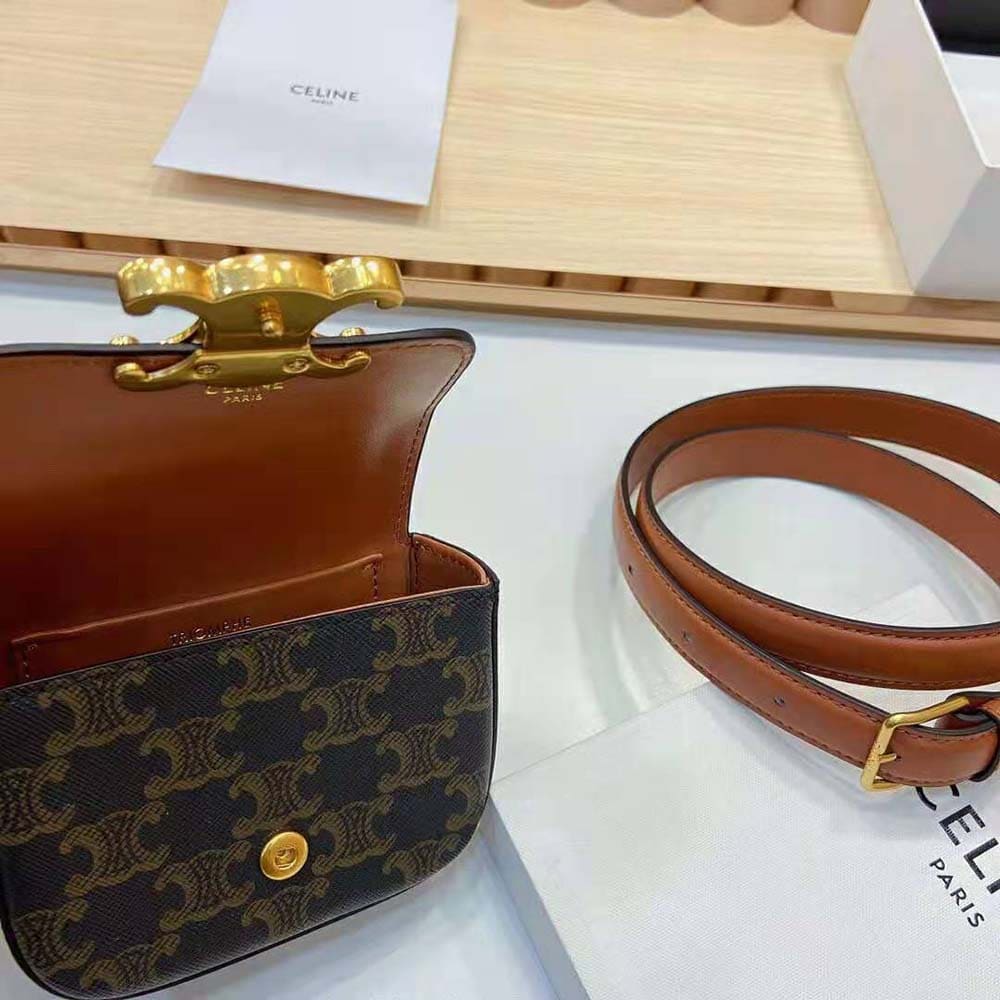 TÚI Celine Women Belt Bag Triomphe Belt in Triomphe Canvas and Calfskin