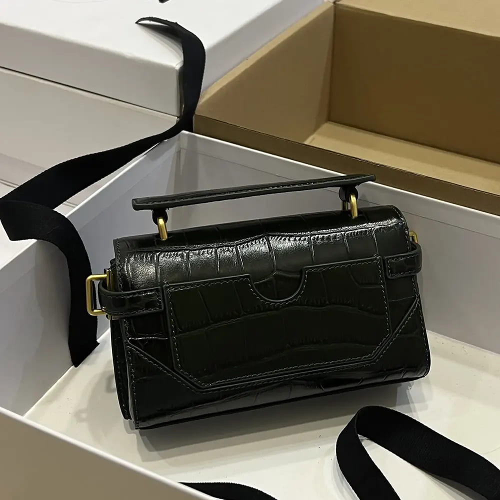 TÚI BALMAIN Women B-Buzz 19 Bag in Crocodile-print Leather