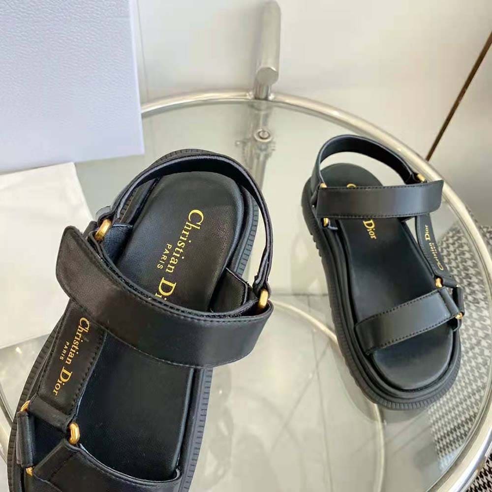 DÉP SANDALS Dior Women D-Wave Sandal Black Lambskin