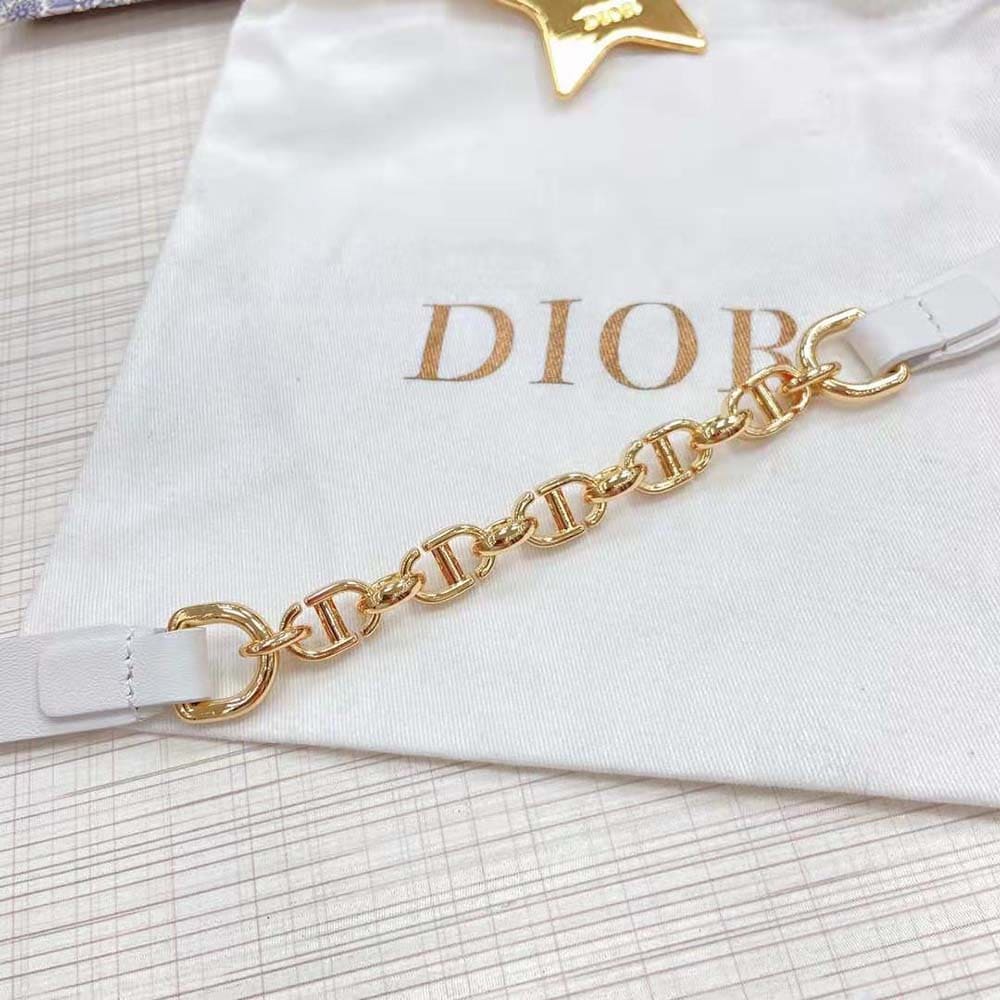 DÂY LƯNG Dior Women Caro Belt White Smooth Calfskin with Shiny Gold-Finish Metal 15 MM