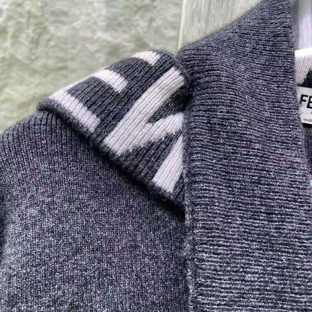 ÁO Fendi Women Sweater Gray Cashmere and Wool Pullover