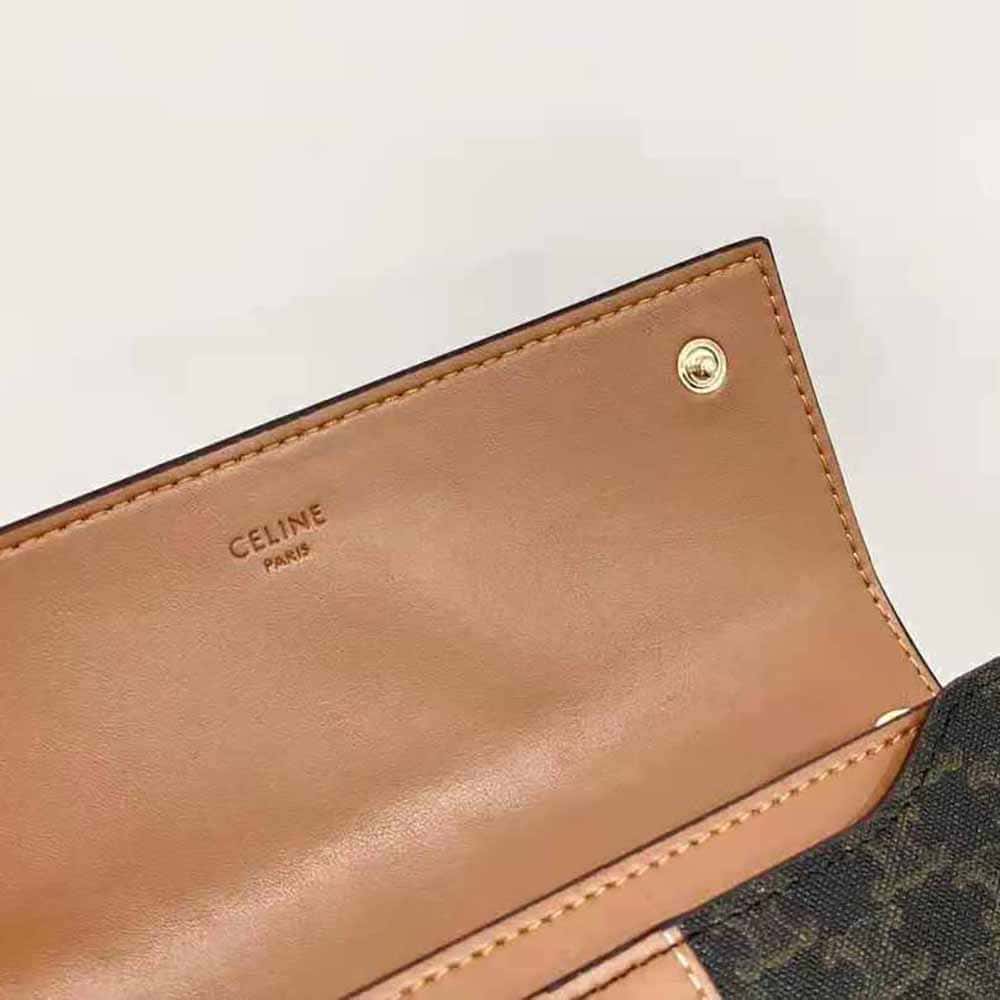 Ví Celine Women Large Flap Wallet in Triomphe Canvas and Lambskin