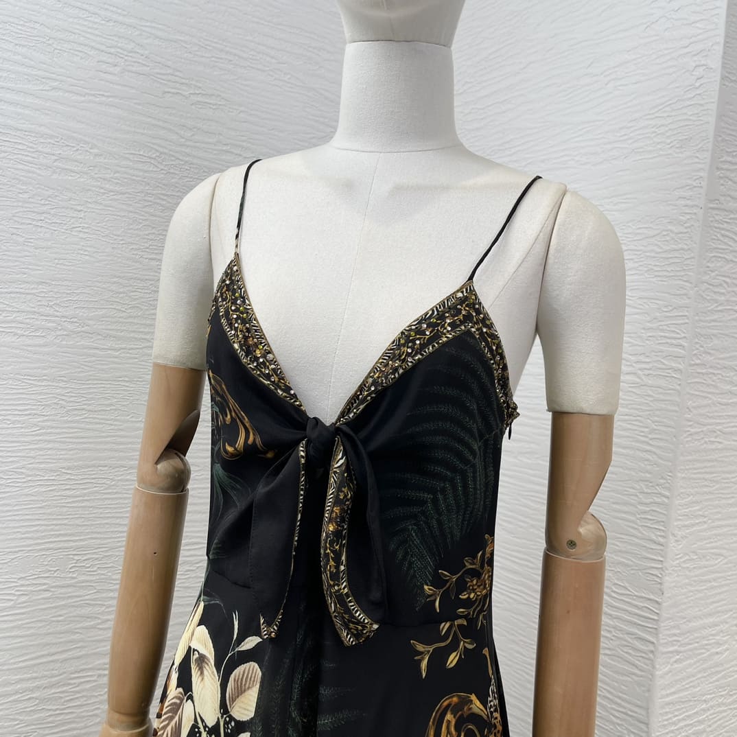 VÁY CAMILLA WorldCloset Tiger Print Font Bow Midi Dress High Classy