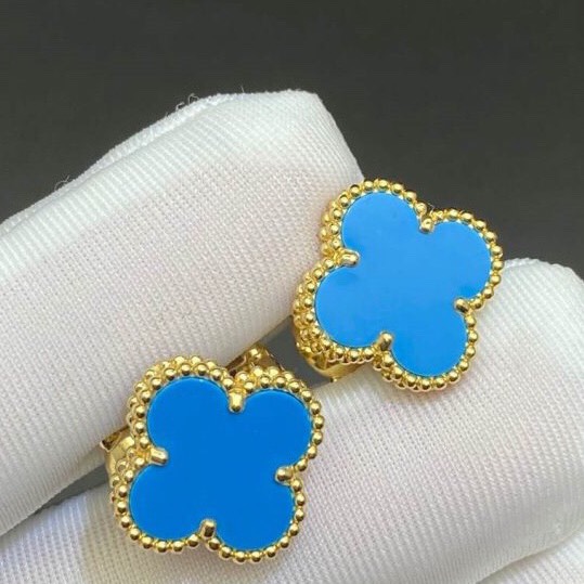BÔNG TAI VAN CLEEF & ARPELS ALHAMBRA TURQUOISE GOLD 18K YELLOW GOLD