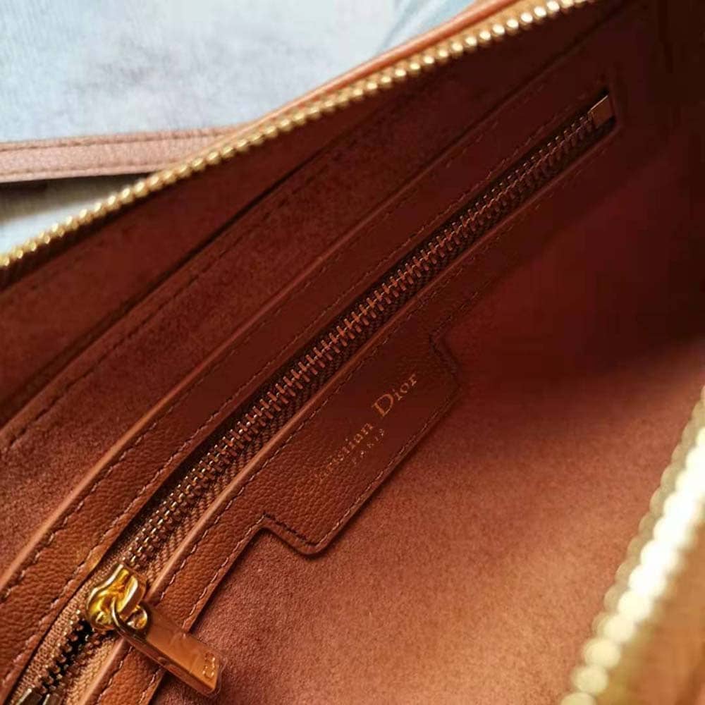 TÚI Dior Women Saddle Double Pouch Goatskin-Brown