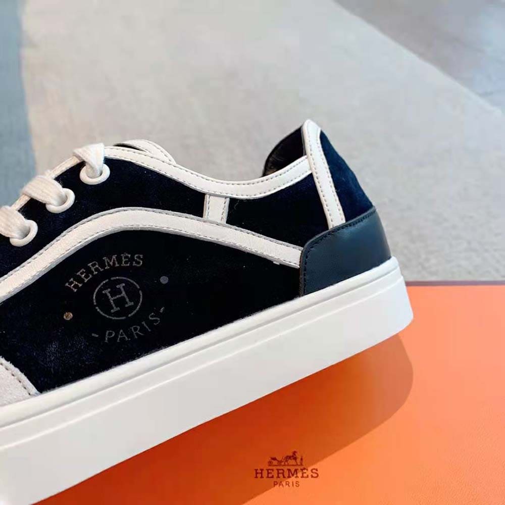 GIÀY Hermes Unisex Get Sneaker in SH Canvas and Calfskin with Signature “Hermès Paris” Stencil-Black
