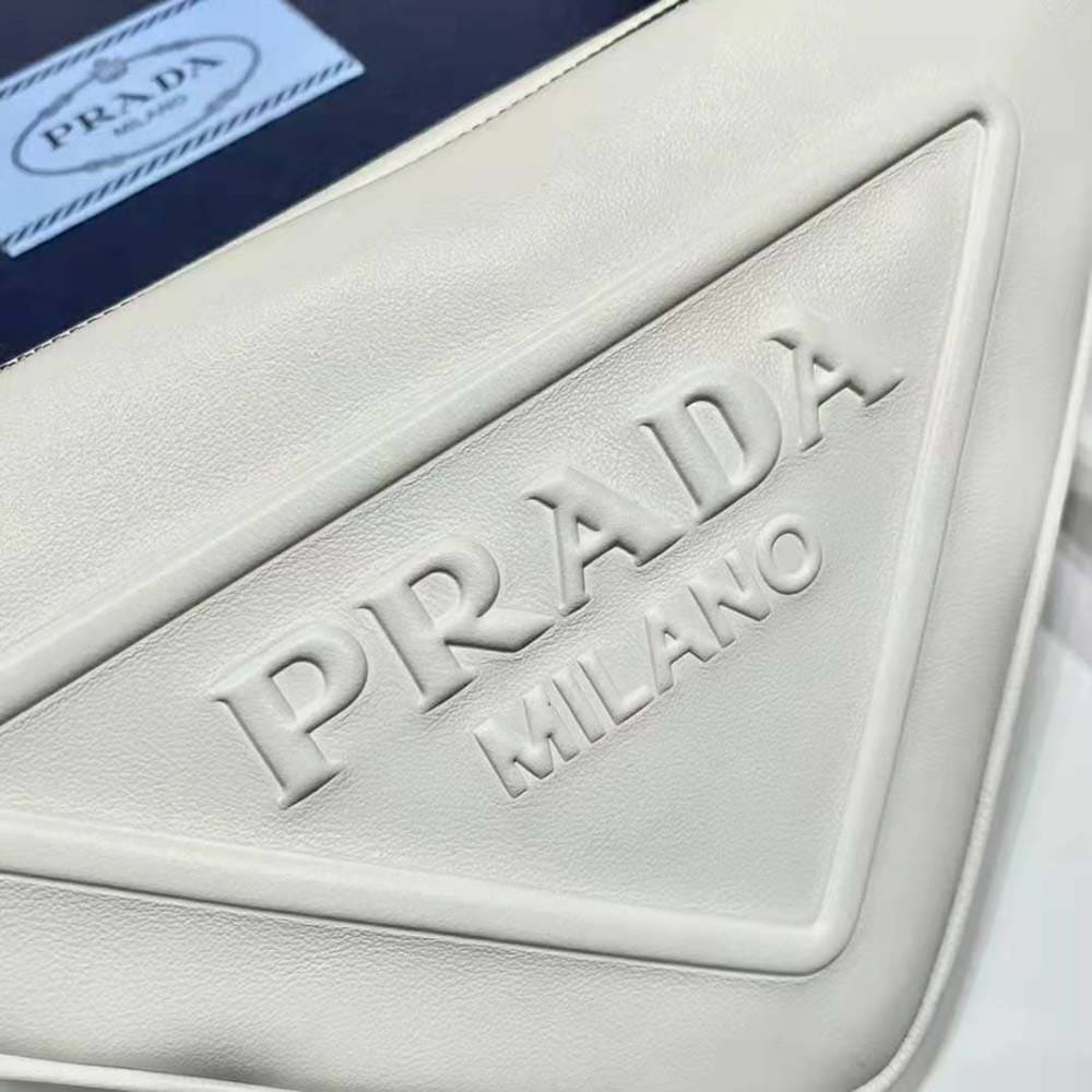 TÚI Prada Women Leather Triangle Leather Pouch-White