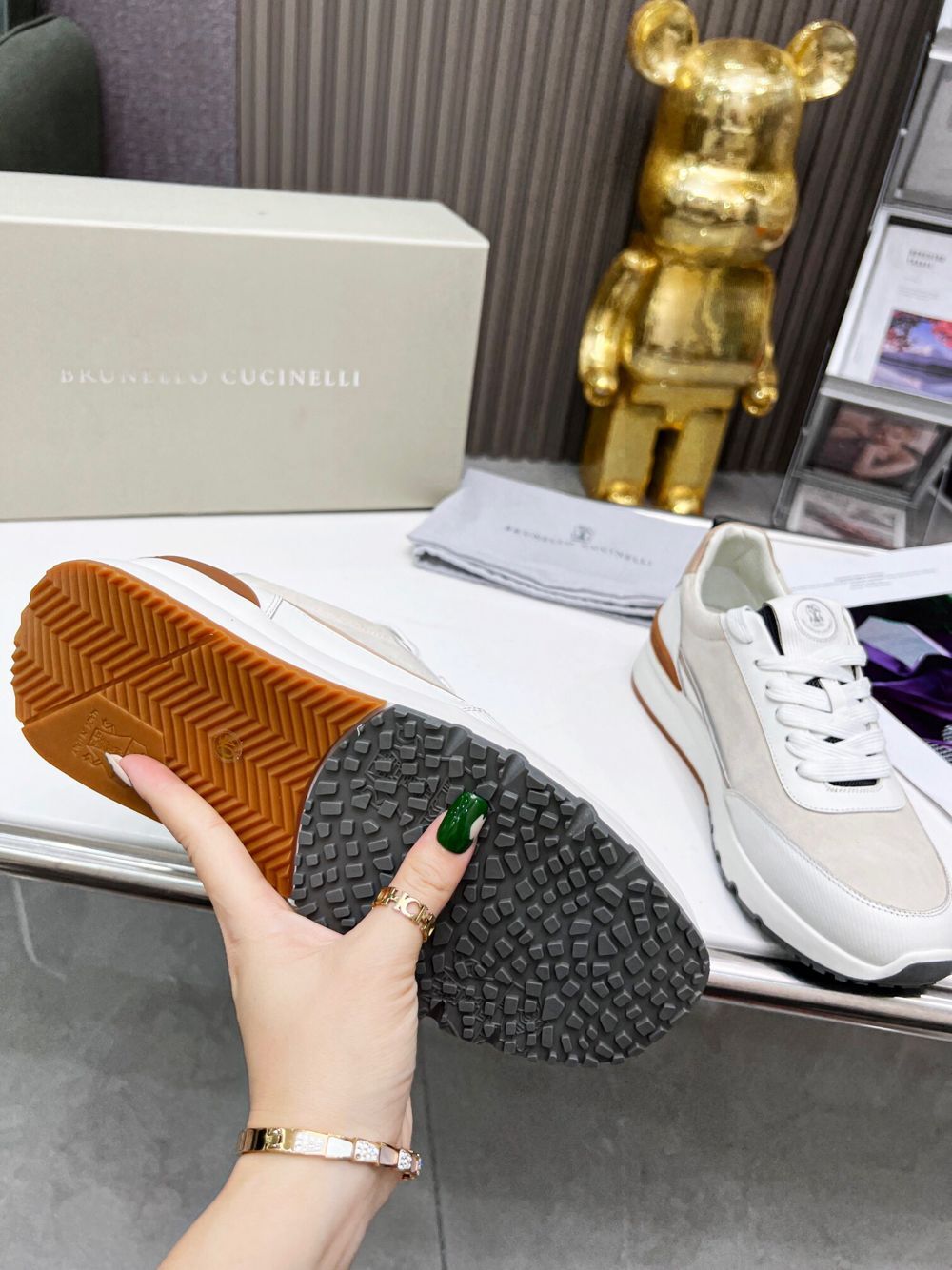 GIÀY BRUNELLO CUCINELLI Suede White Sneaker shoes