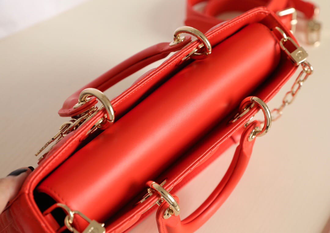 TÚI CHRISTIAN DIOR Lady D-Joy Bag Bright Orange Cannage Lambskin
