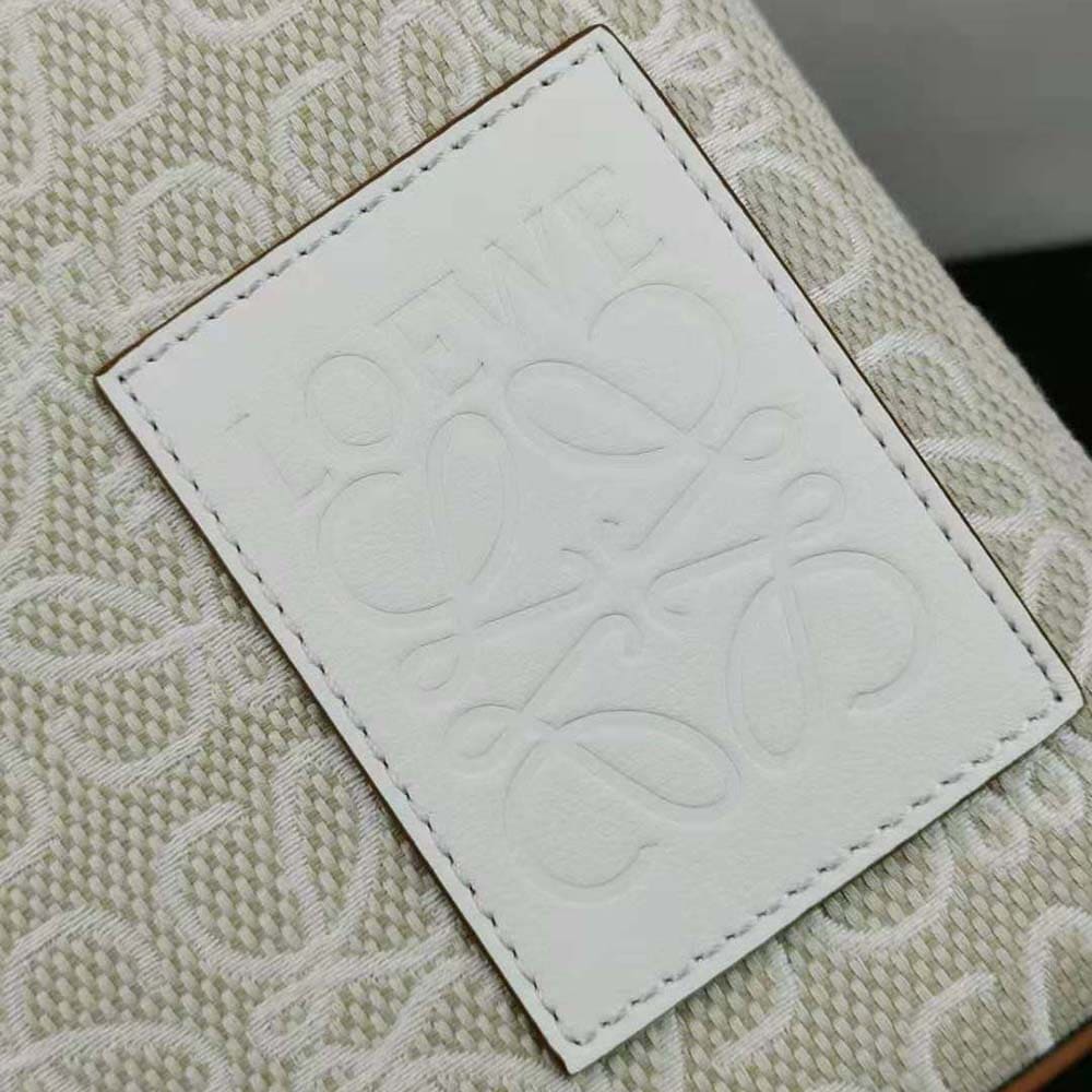TÚI Loewe Women Oblong Anagram Pouch in Jacquard and Calfskin-White