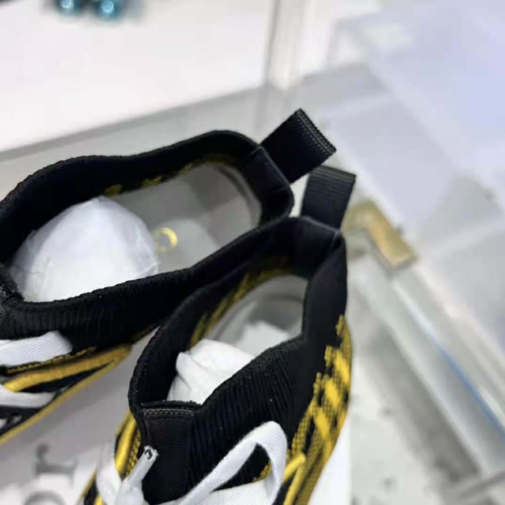 GIÀY Dior Women Walk’N’Dior Sneaker Yellow and Black Check’n’Dior Technical Mesh