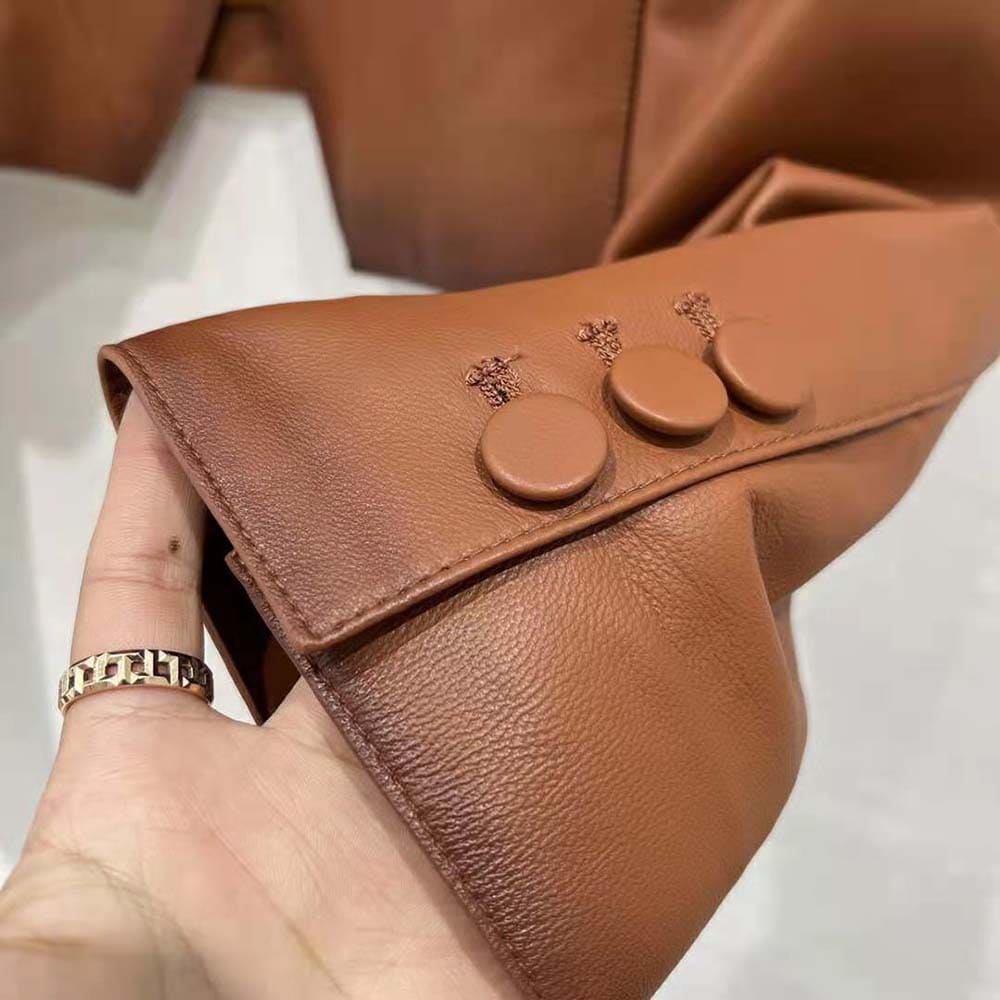ÁO Fendi Women Shaded-Effect Tan Leather Jacket