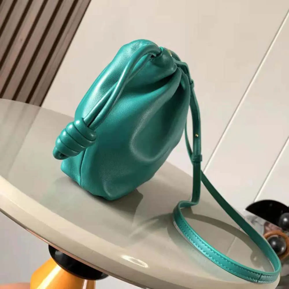 TÚI LOEWE Women Mini Flamenco Purse Bag in Mellow Nappa Lambskin-Emerald Green