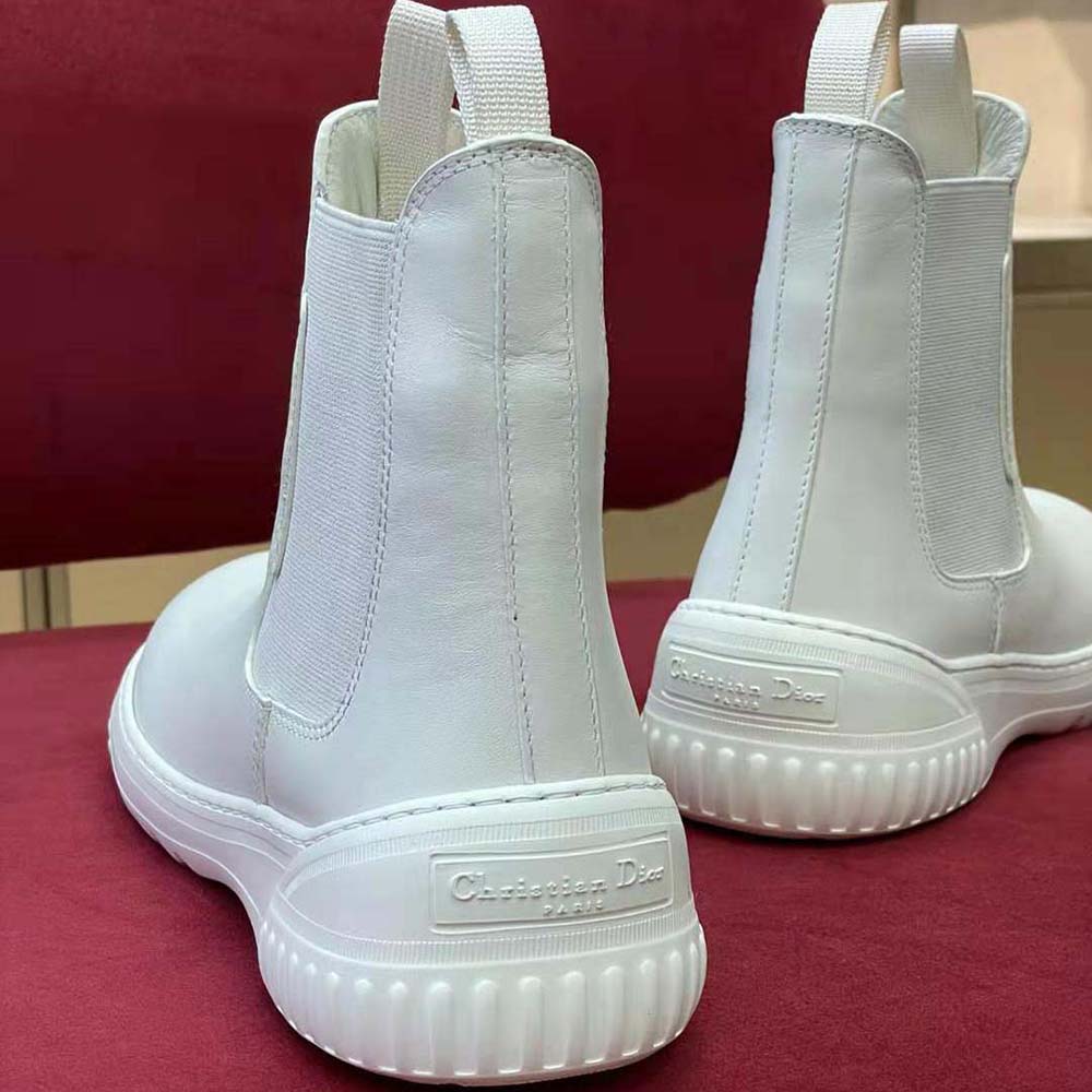 GIÀY Dior Men D-Racer Ankle Boot White Calfskin
