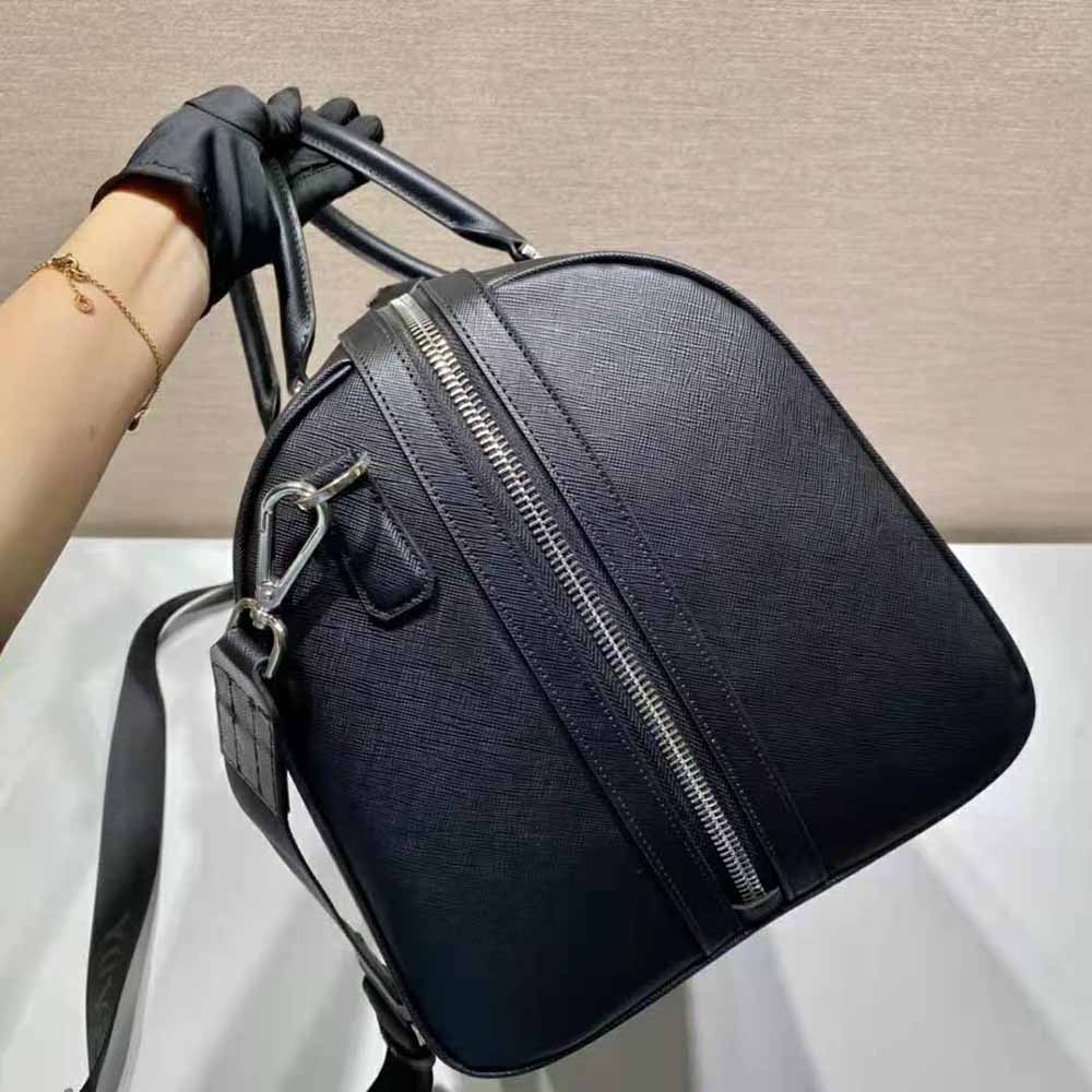 TÚI PRADA Elegant Duffle Bag in Saffiano Leather Travel Bag-Black