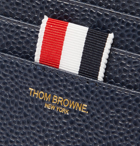VÍ DA THOM BROWNE Striped Pebble-Grain Leather Zip-Around Wallet