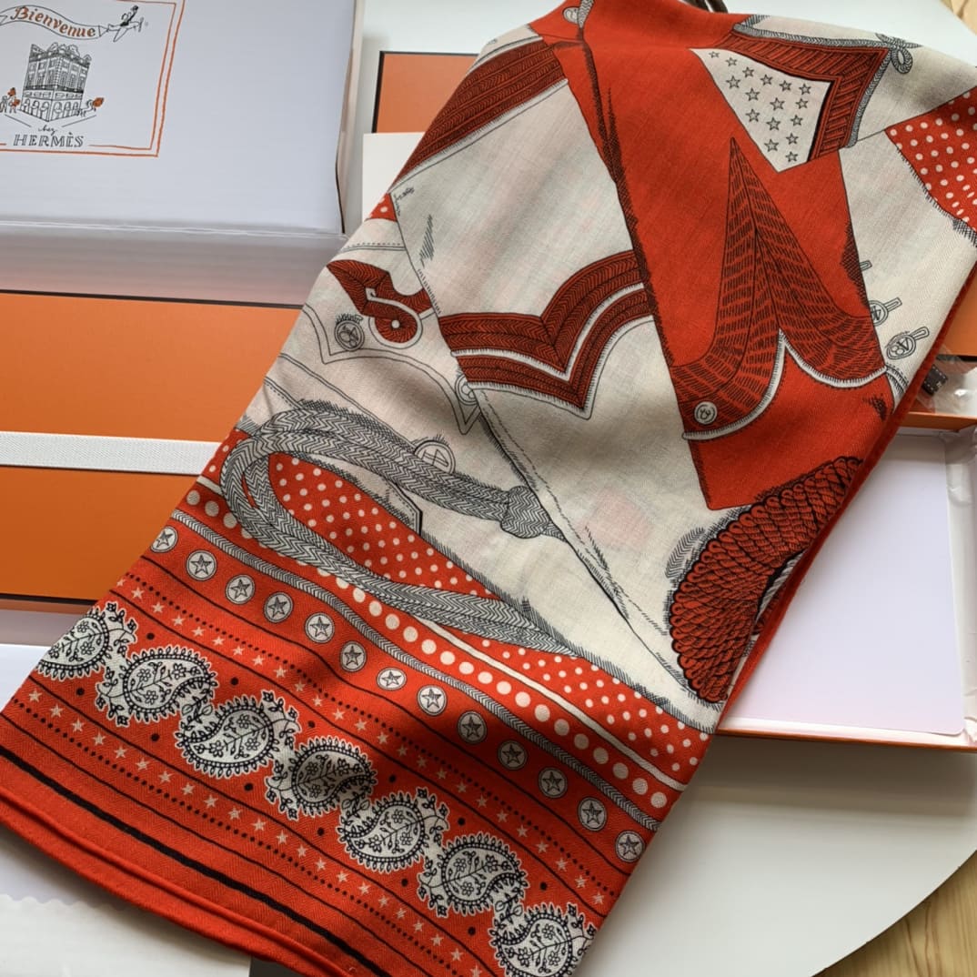 KHĂN HERMES H Family cashmere scarf