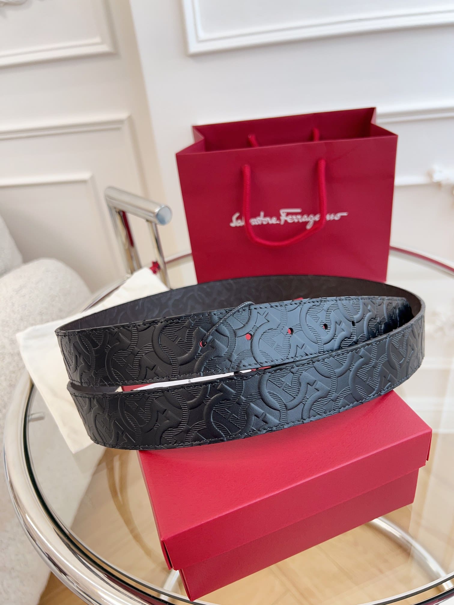 DÂY LƯNG Salvatore Ferragamo Adjustable Gancini Belt Khóa vàng