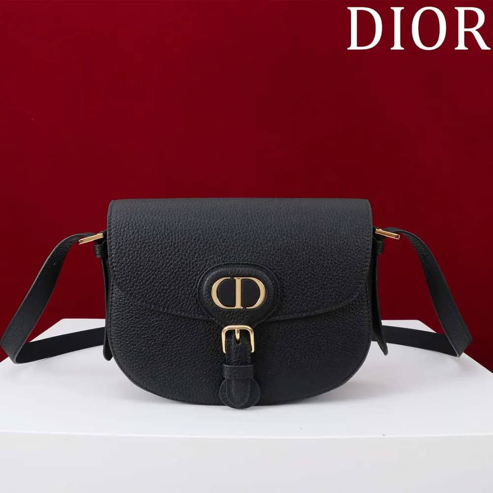 TÚI Dior Women Bobby East-West da bê vân đen cỡ trung