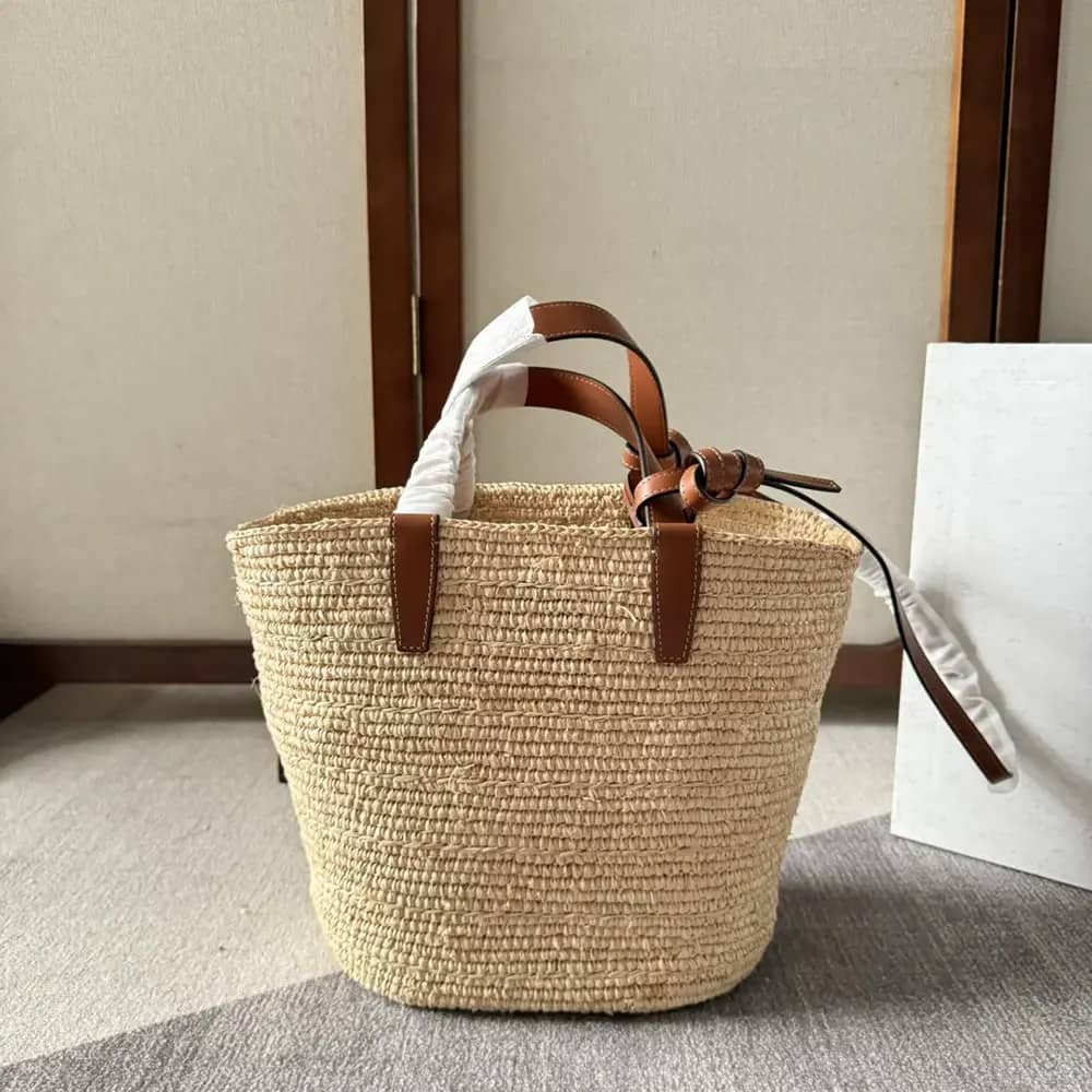 TÚI CELINE Teen Supple Celine Classic Panier màu Raffia và Calfskin-Tan