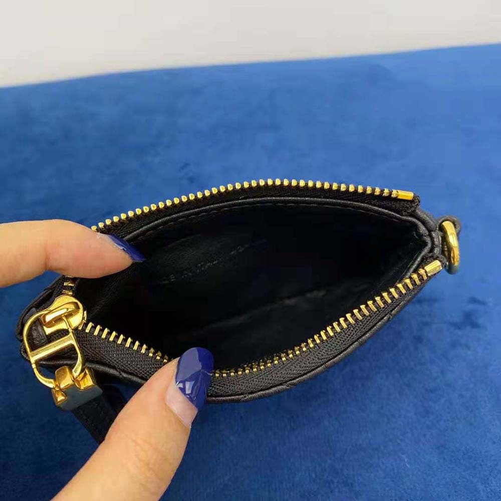 TÚI Dior Women Dior Caro Multifunctional Pouch Black Supple Cannage Calfskin