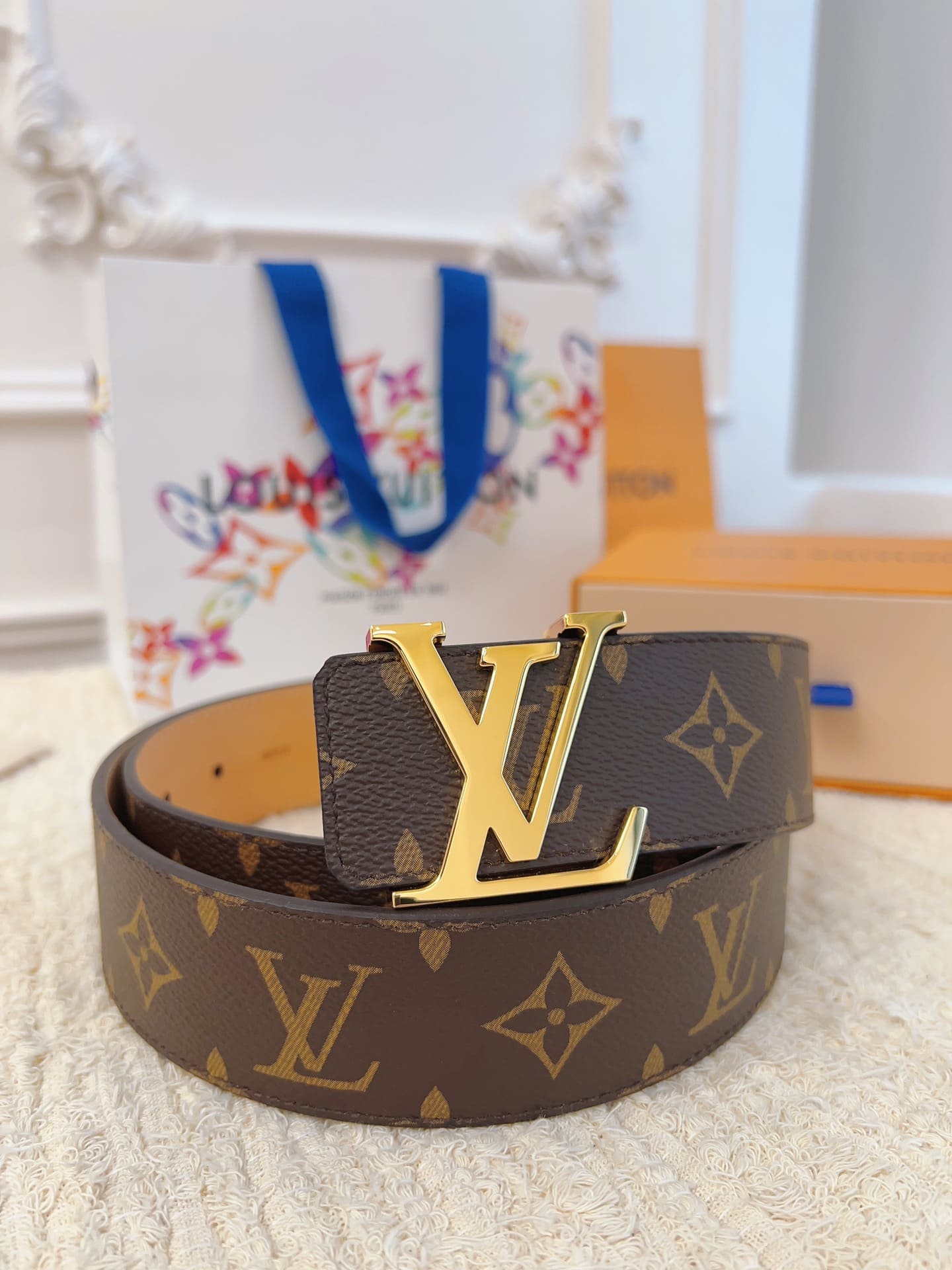 DÂY LƯNG LOUIS VUITTON LV BROWN MONOGRAM Khóa vàng