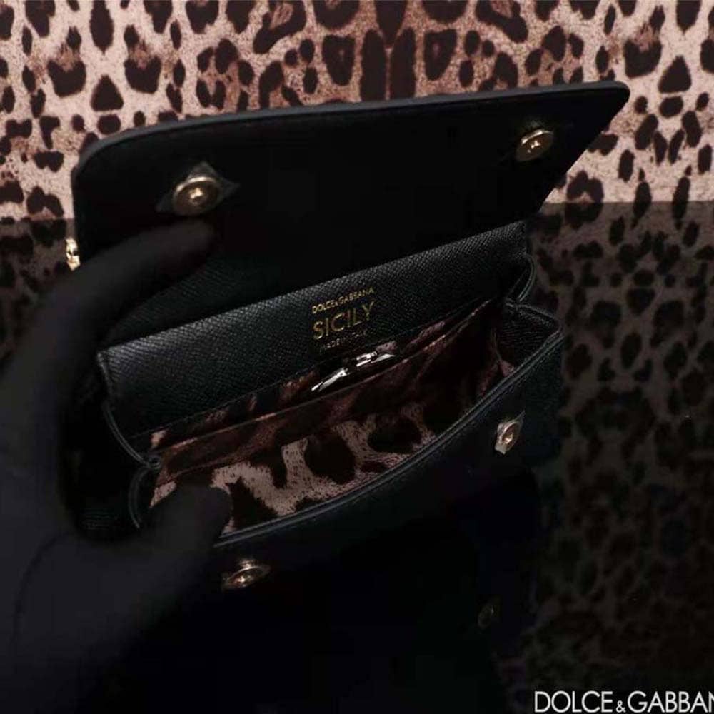 TÚI Dolce Gabbana D&G Women Small Calfskin Sicily Bag with Rhinestones