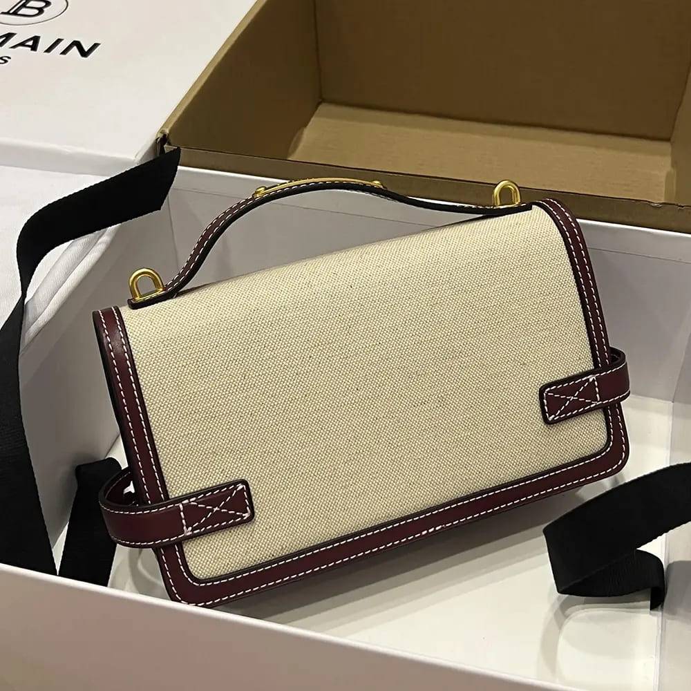 TÚI BALMAIN Women B Buzz 24 Canvas and Leather Bag