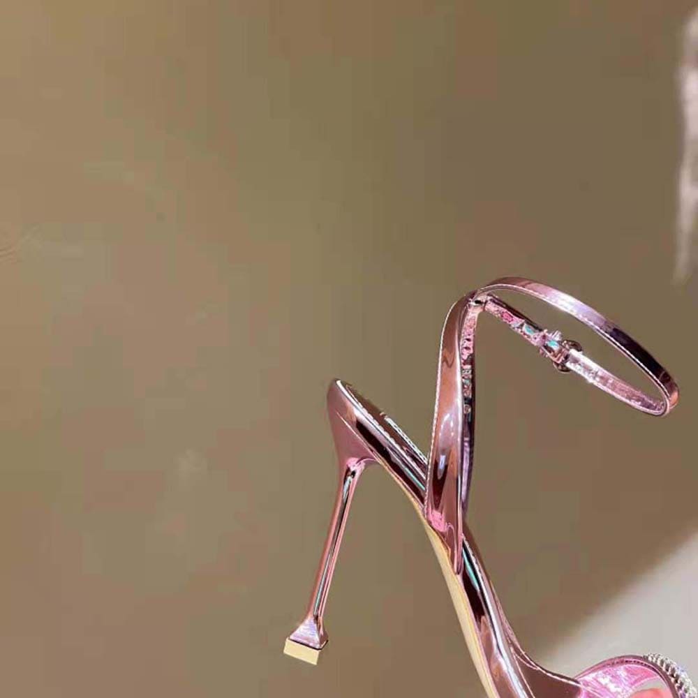 GIÀY Miu Miu Women Metallic Leather Sandals-Pink