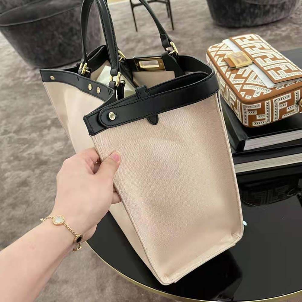 TÚI FENDI Women Peekaboo X-Tote Embroidered Canvas Bag-Pink